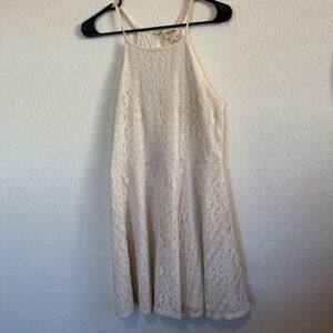 Mossimo Lace Halter Dress Womens Large Cream Fit & Flare Boho Mini